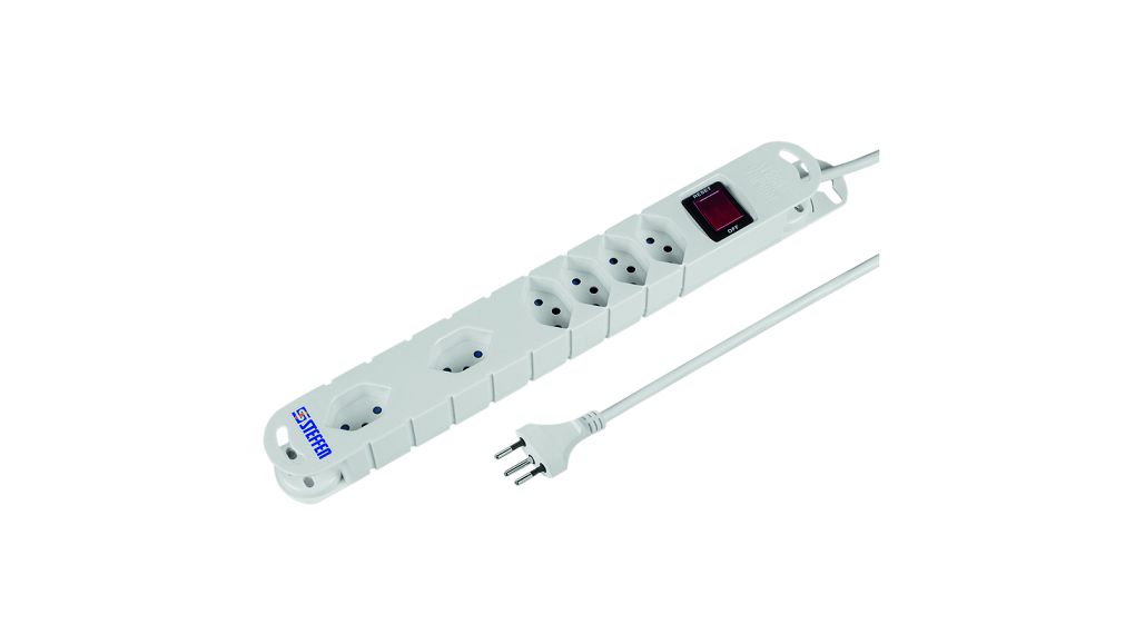 Outlet Strip VARIABL 6x CH Type J (T13) Socket - CH Type J (T12) Plug White 5m